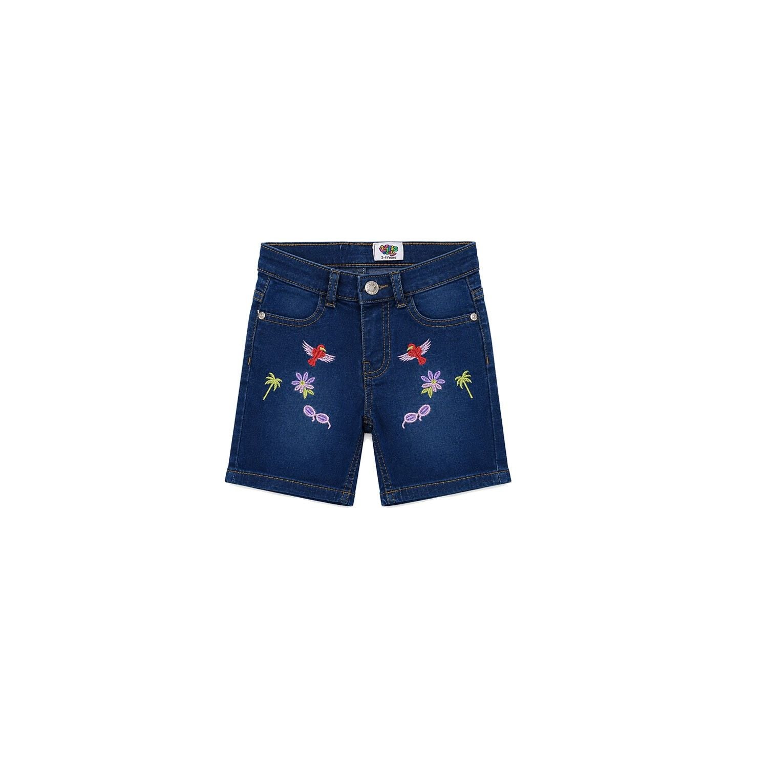 Birds Summer Beach Denim Shorts - Dark Blue