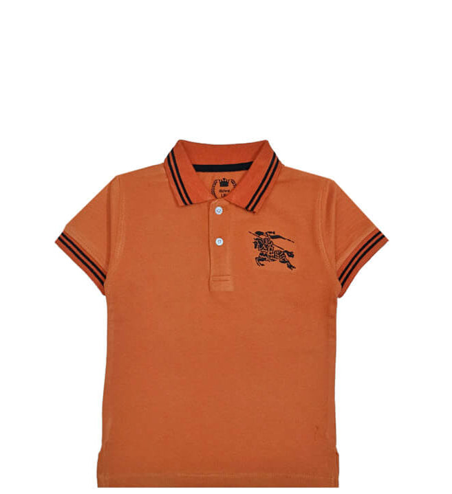Black Burberry Logo Tipping Colar Polo Shirt – Rust