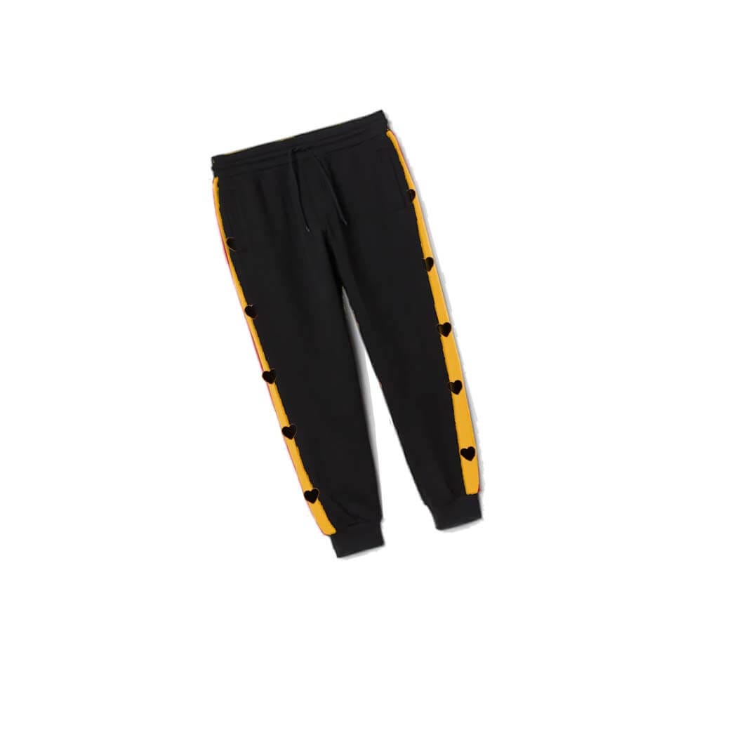 Black Mini Hearts Fleece Trouser - Black