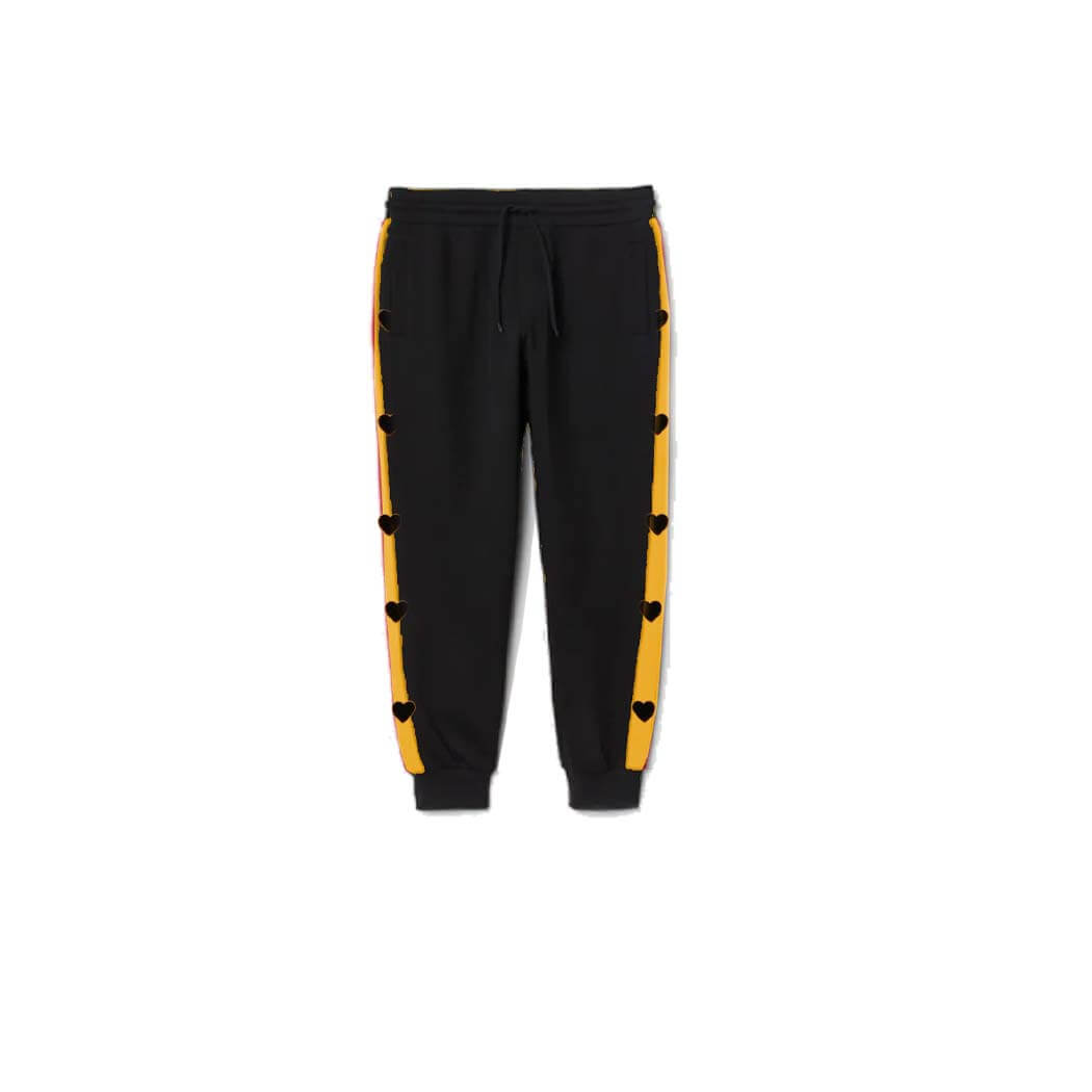 Black Mini Hearts Fleece Trouser - Black