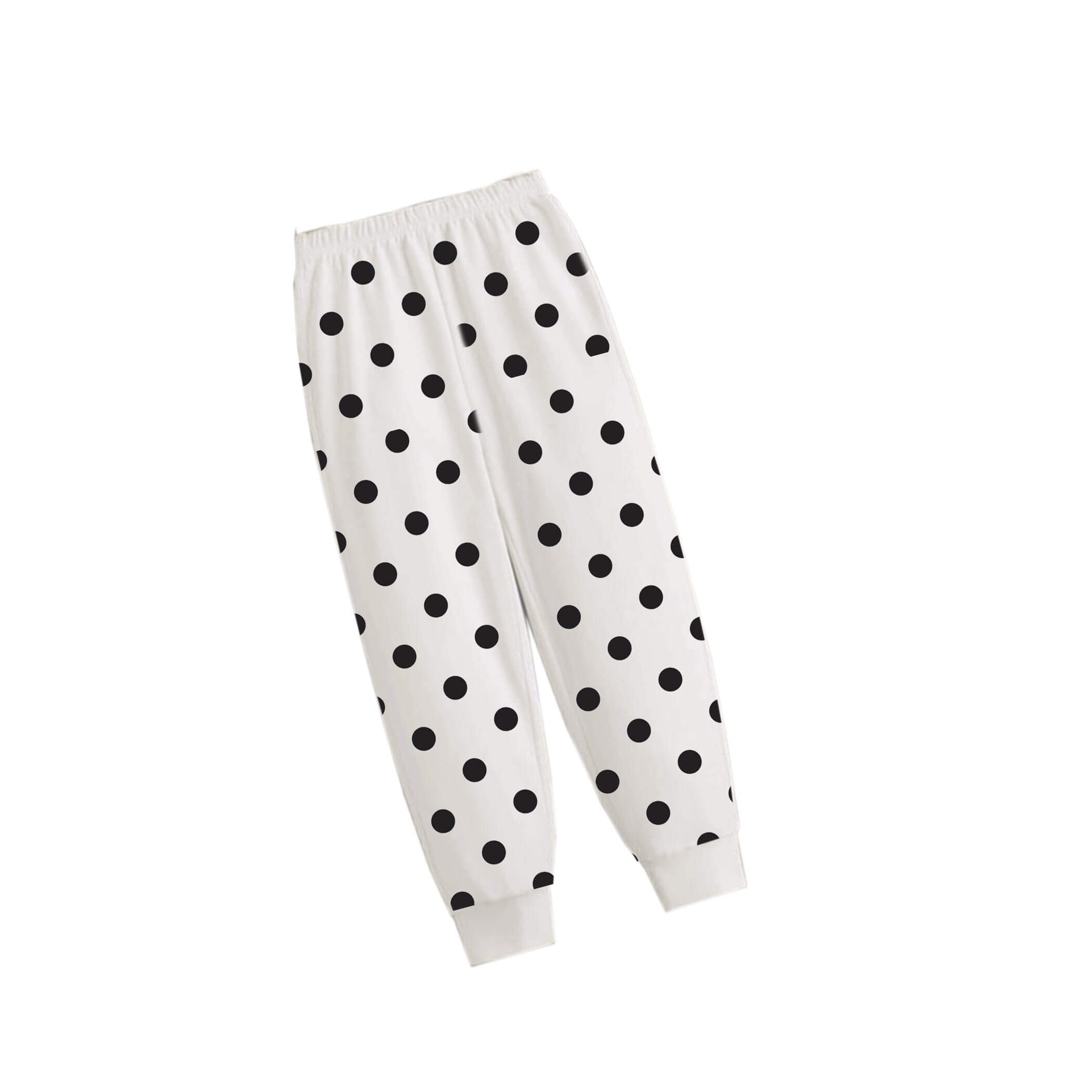Black Polka Dot Fleece Trouser -Off White