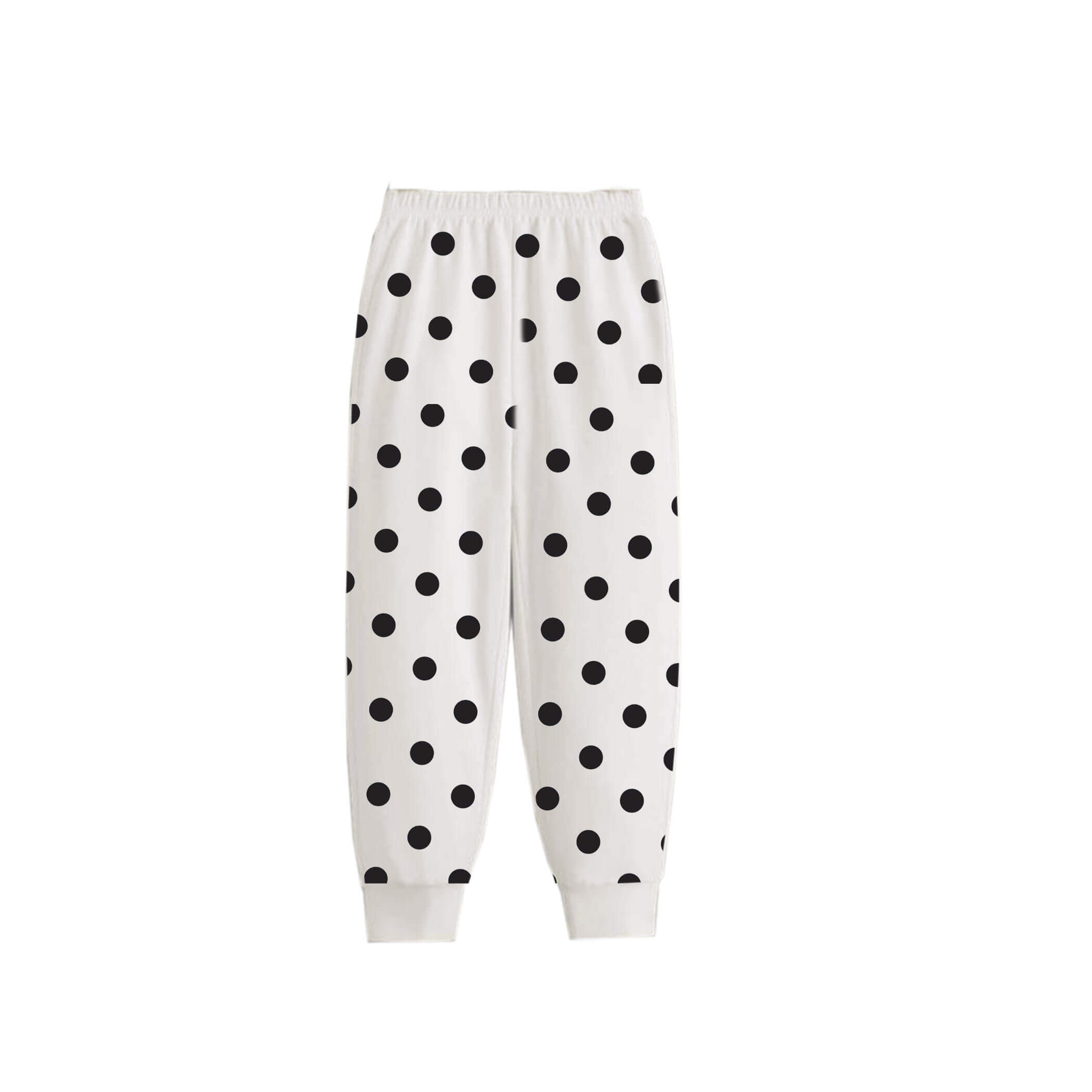 Black Polka Dot Fleece Trouser -Off White
