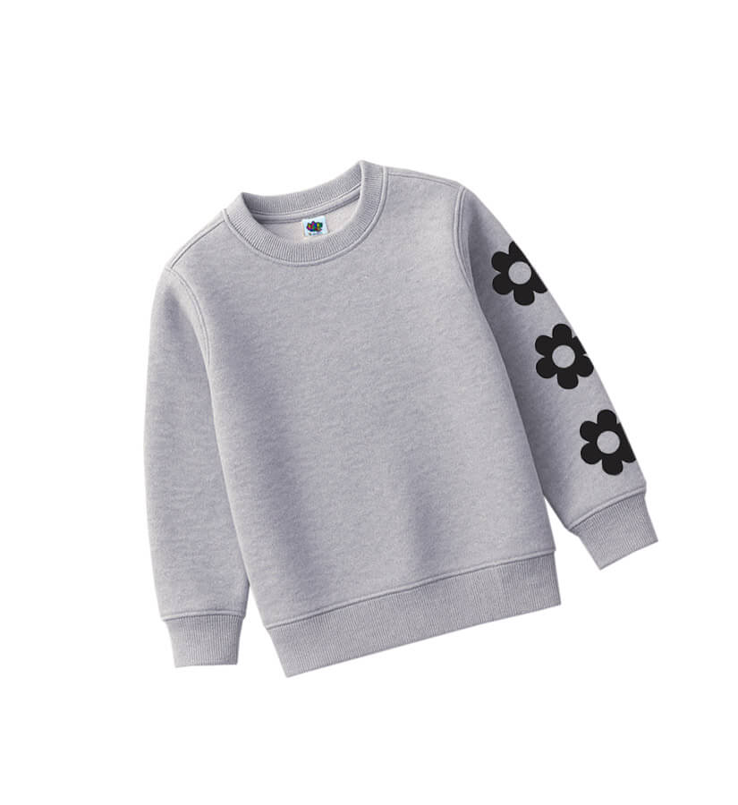 Black Sunflowers Fleece Sweatshirt - Grey