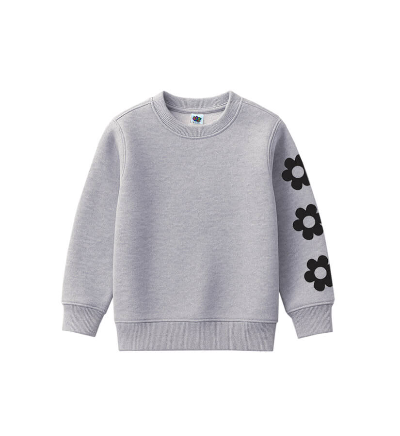 Black Sunflowers Fleece Sweatshirt - Grey