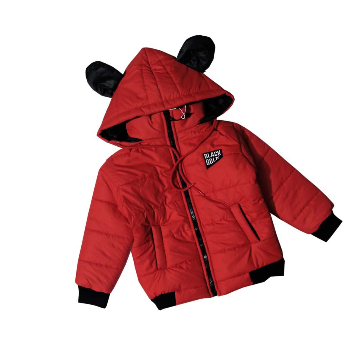 Black Gold Classic Full Sleeves Puffer Jacket - Red