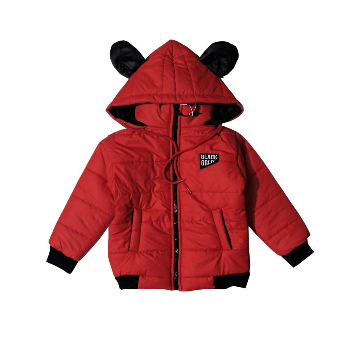 Black Gold Classic Full Sleeves Puffer Jacket - Red