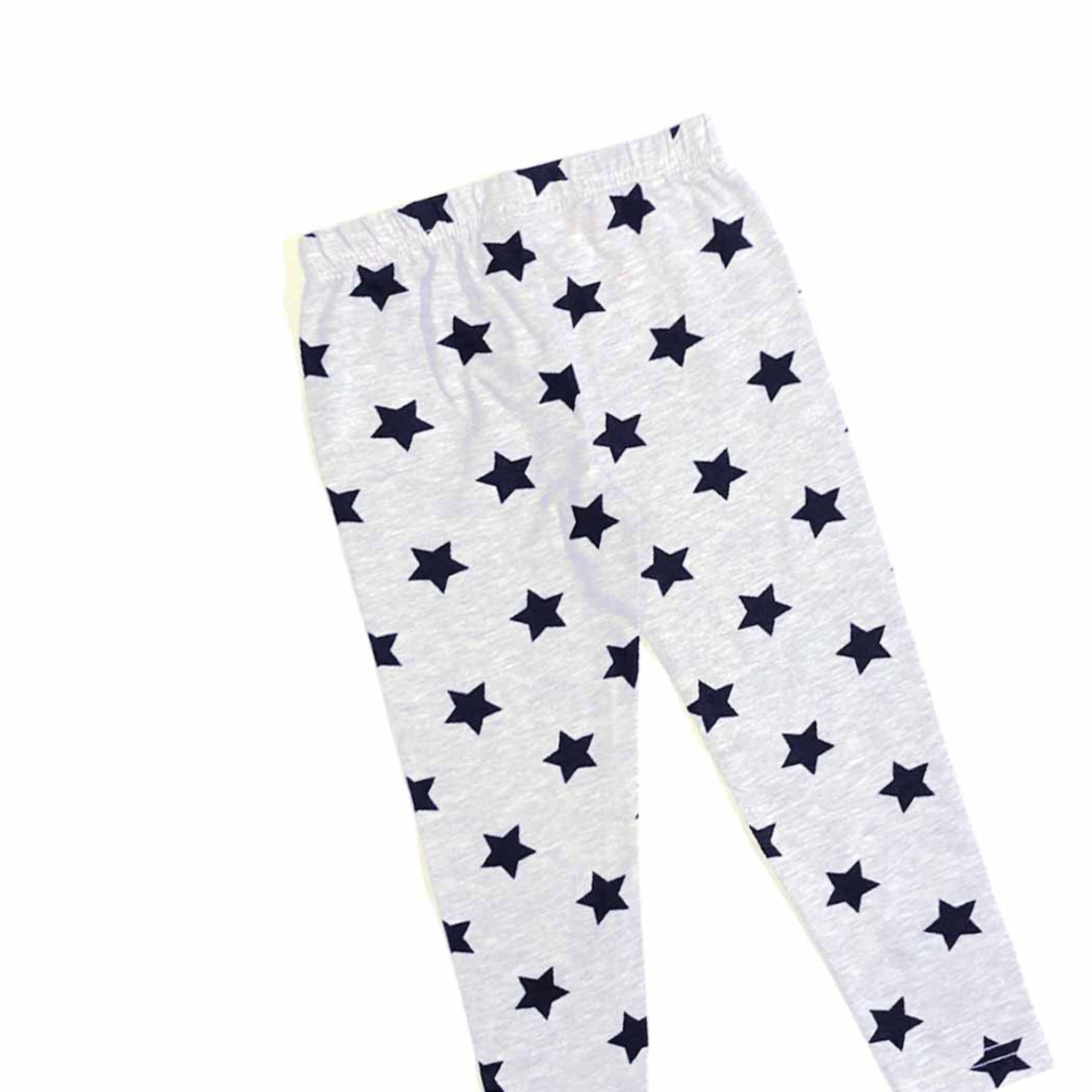 Black Stars Printed Tights - Gray