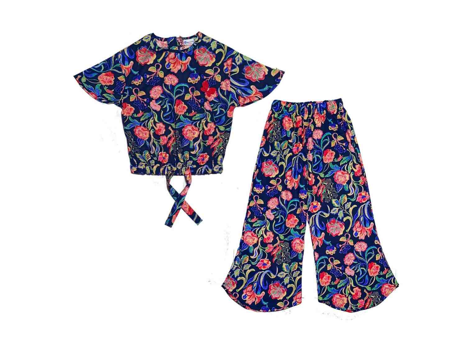 BloomingRedRosessFishCutCottonTop_Flapper_Blue