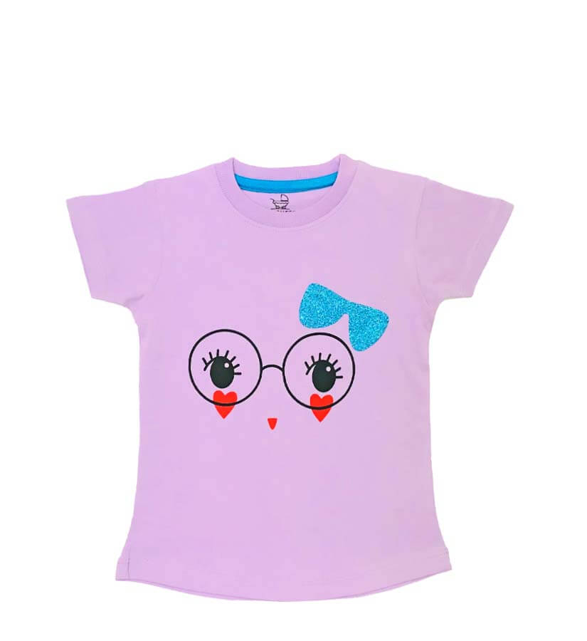 Blue Glitter Glasses Tee Shirt - Soft Purple
