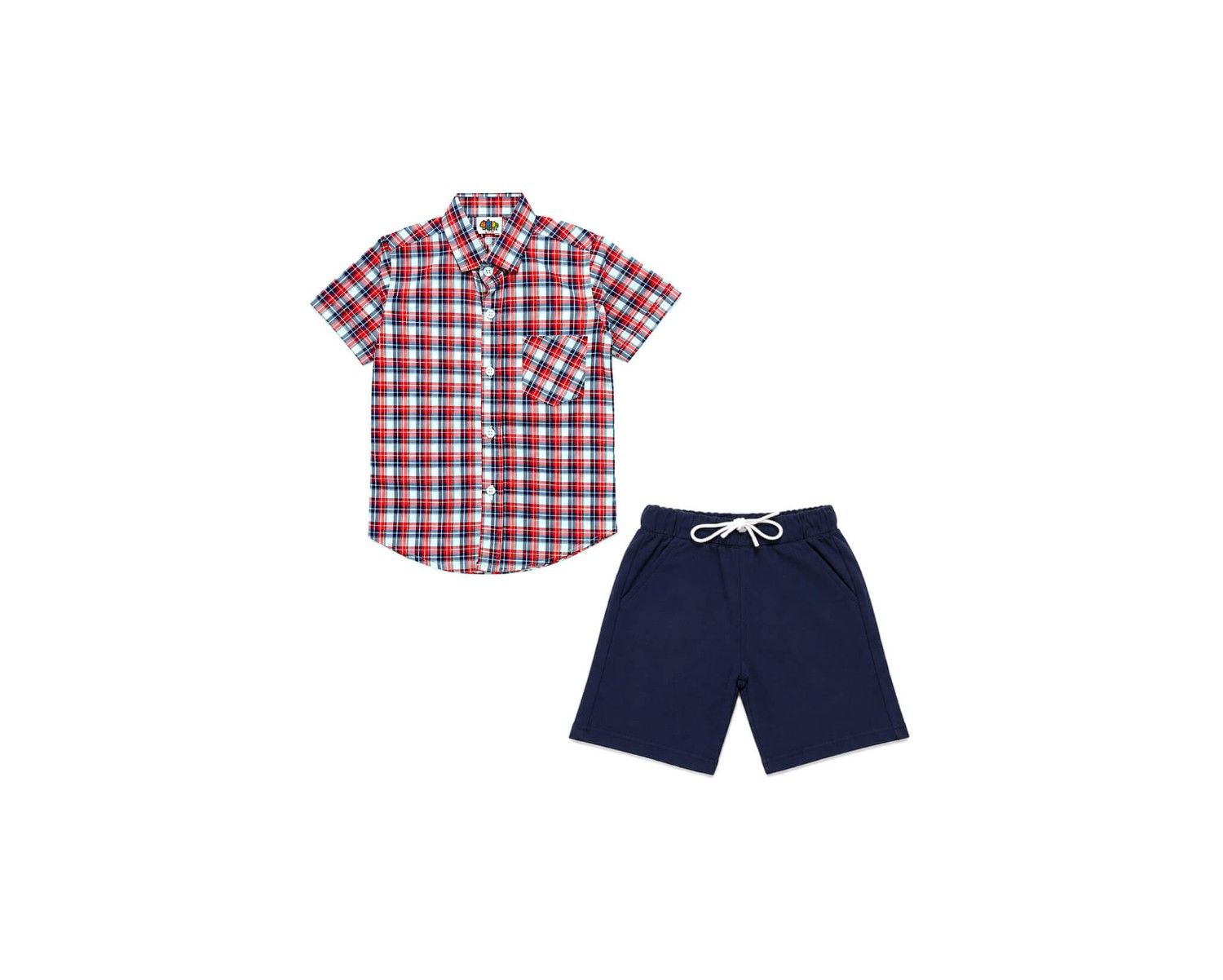 BlueCheckedWithFrontPocketCasualShirt_Short-Red_White