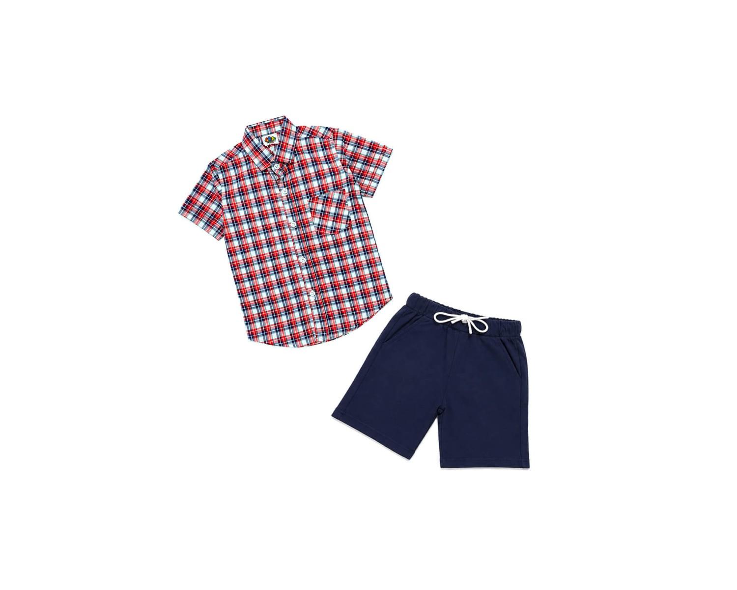 BlueCheckedWithFrontPocketCasualShirt_Short-Red_White_1