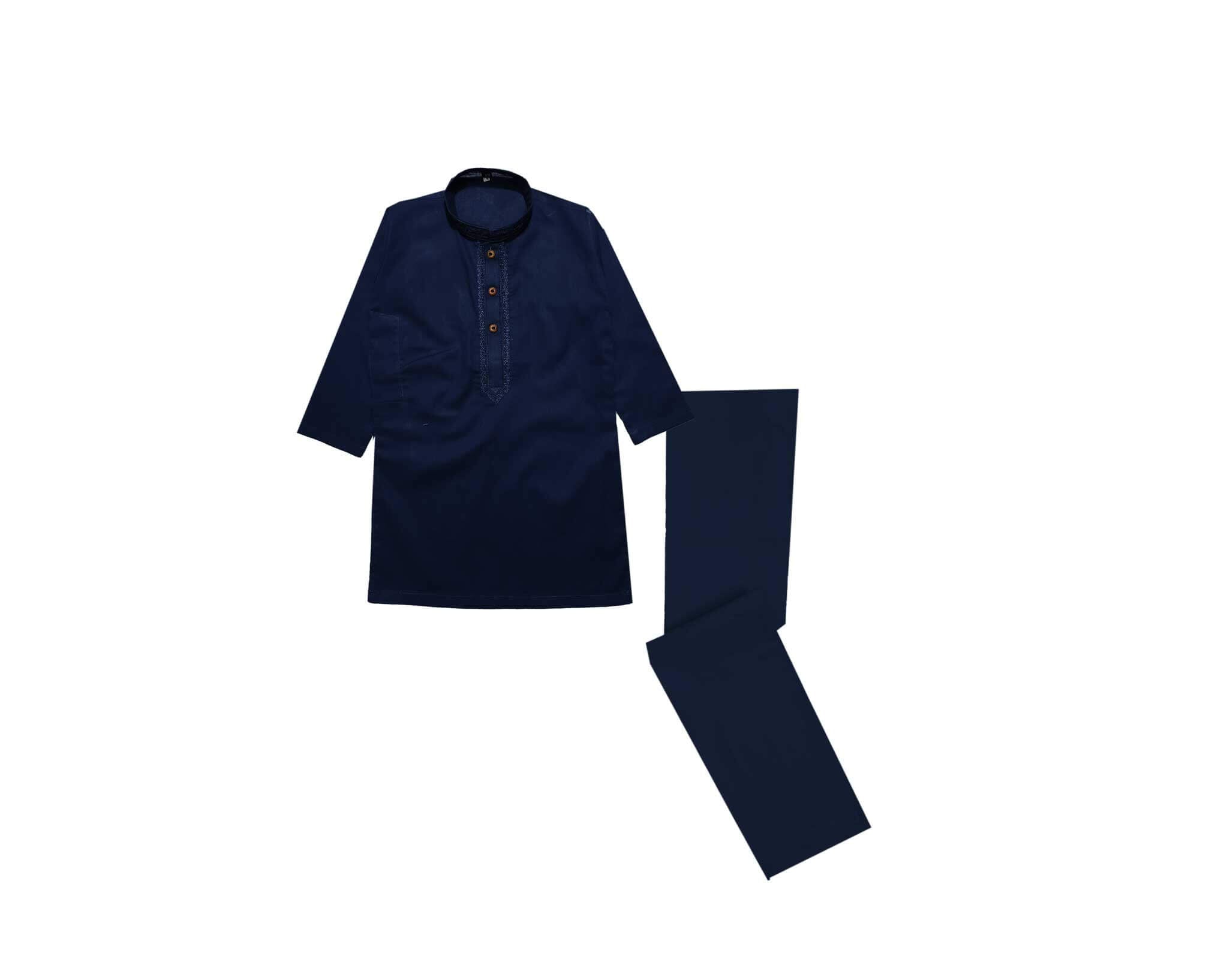 BlueEmbroideredFrontStyleCottonKurta_TrouserSet_NavyBlue
