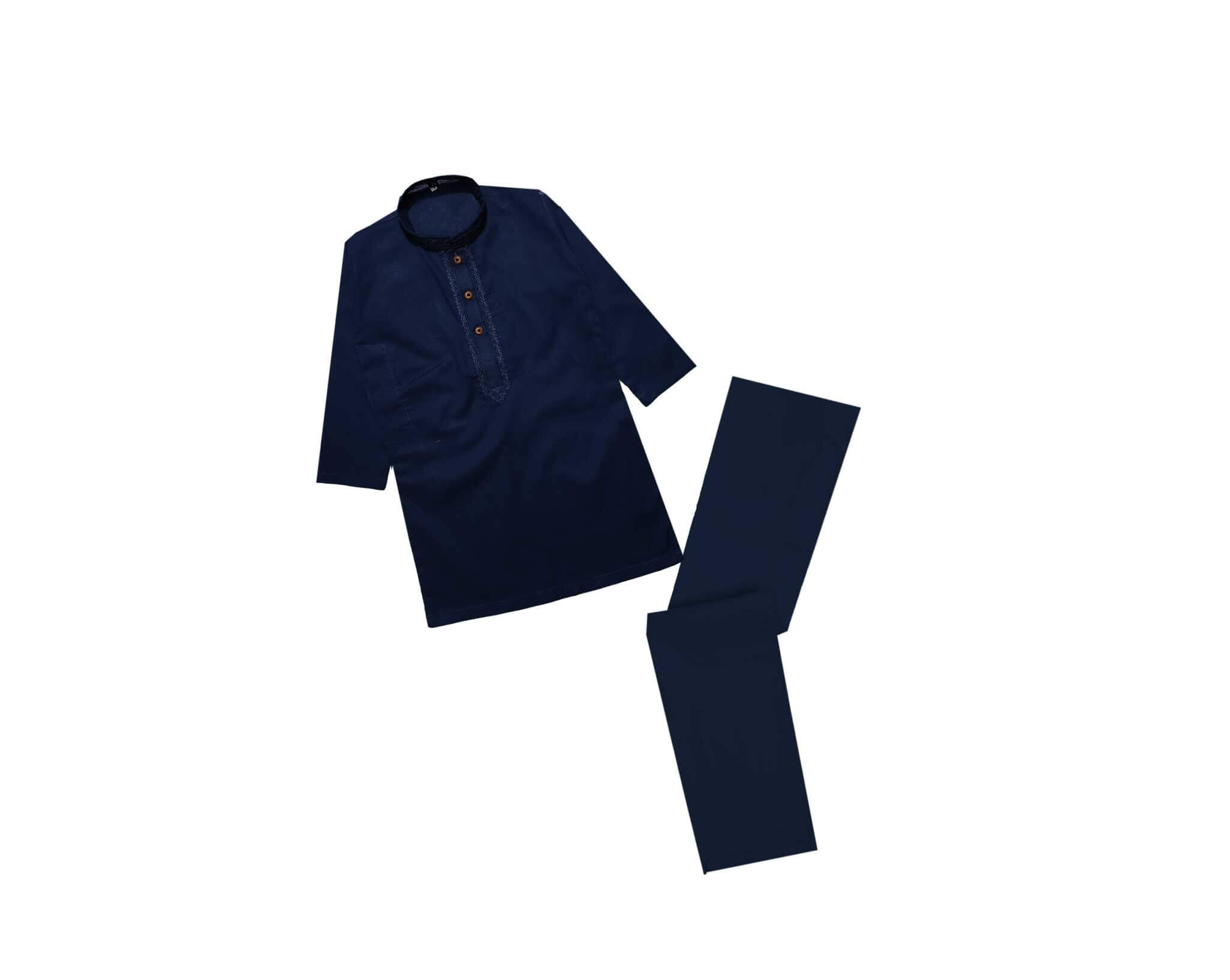 BlueEmbroideredFrontStyleCottonKurta_TrouserSet_NavyBlue_1