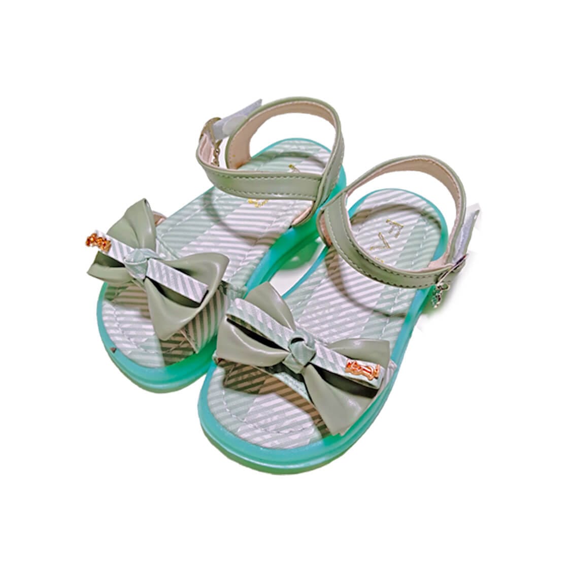 Bow Fashion Premium Quaity LED Lights in Sole Soft Stylish Sandals -Pistacho