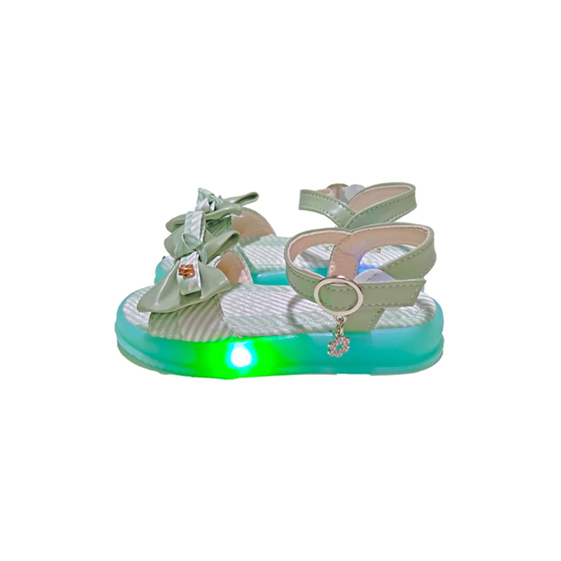 Bow Fashion Premium Quaity LED Lights in Sole Soft Stylish Sandals -Pistacho