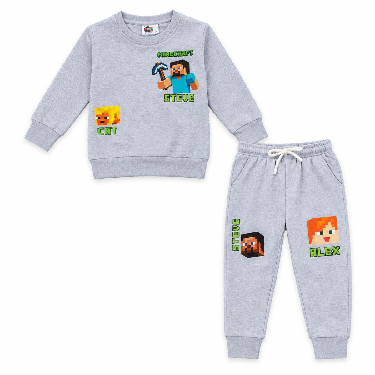 Boys Minecraft Fleece Tracksuit - Grey 