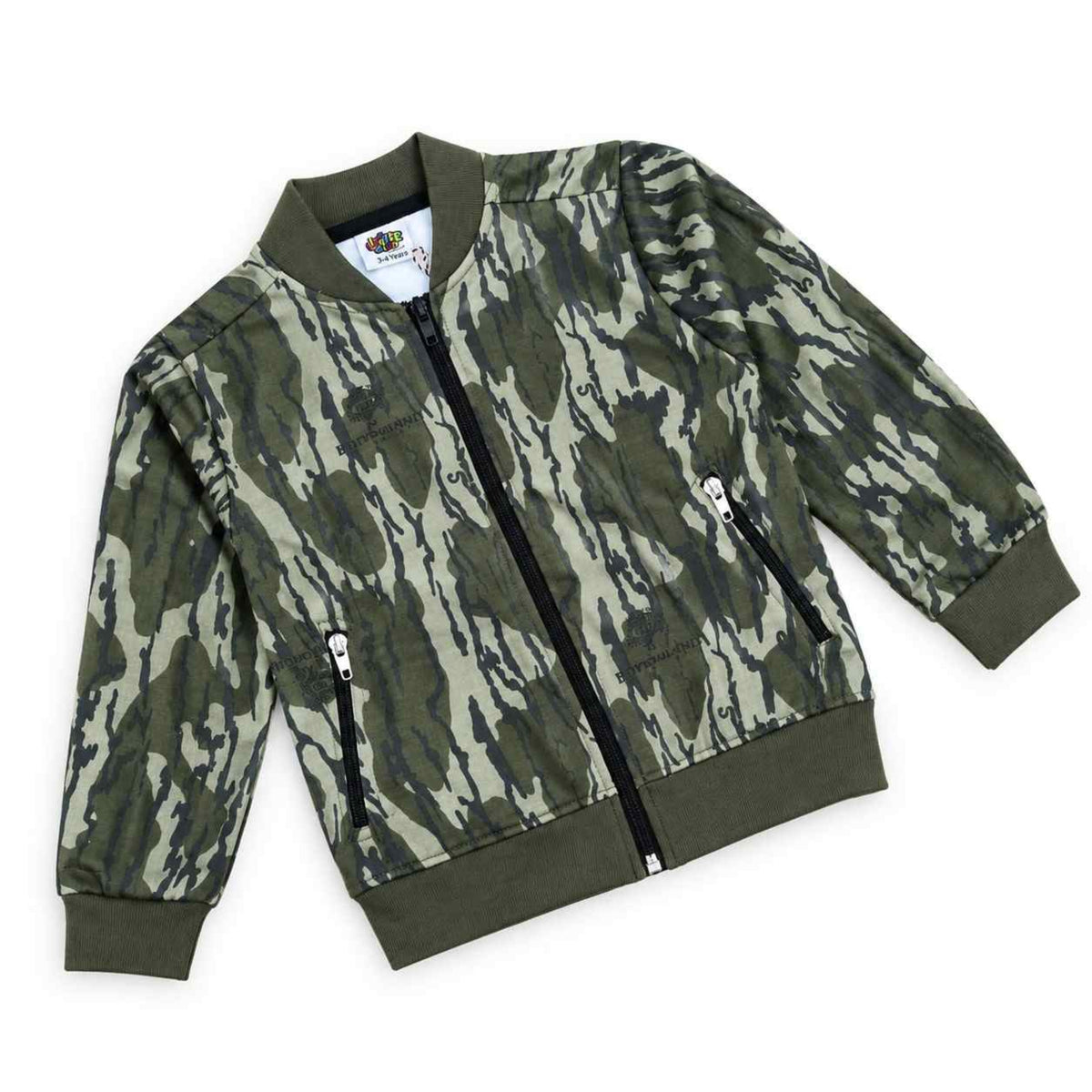 Boys Olive Camo Zipper Jacket - Camouflage 