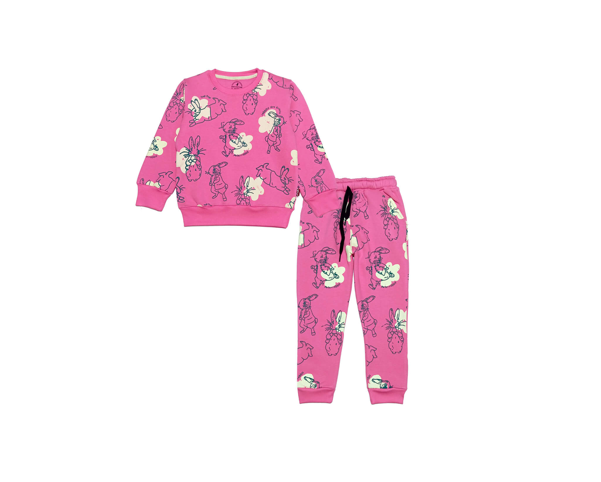 Brave Rabbit Fleece Tracksuit - Pink