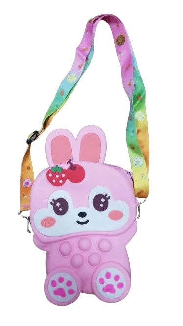 Bunny Strawberry Popup it Bubble Silicone Kids Purse