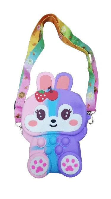 Bunny Strawberry Popup it Bubble Silicone Kids Purse