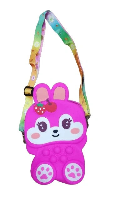 Bunny Strawberry Popup it Bubble Silicone Kids Purse