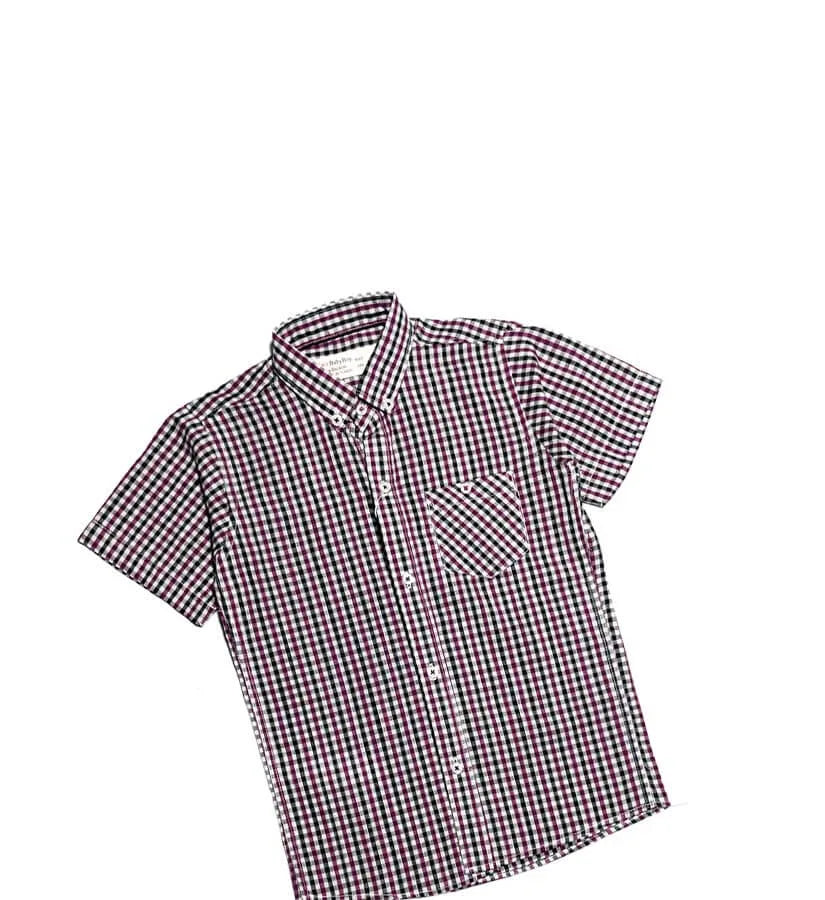 Burgundy Classic Short Sleeves Cotton Casual Shirt
