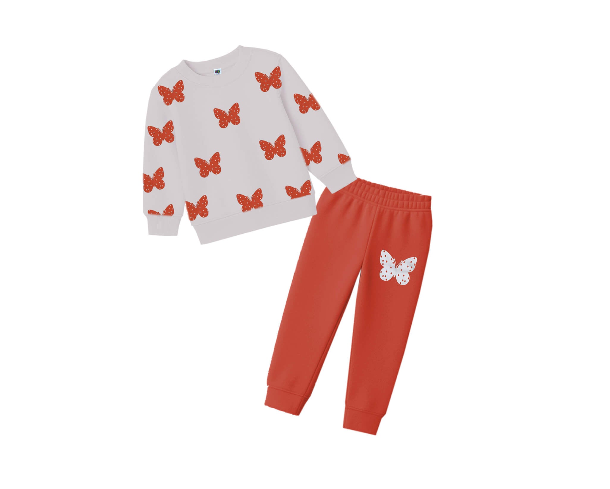 Butterflies Fleece Tracksuit - Skin &amp; Rust