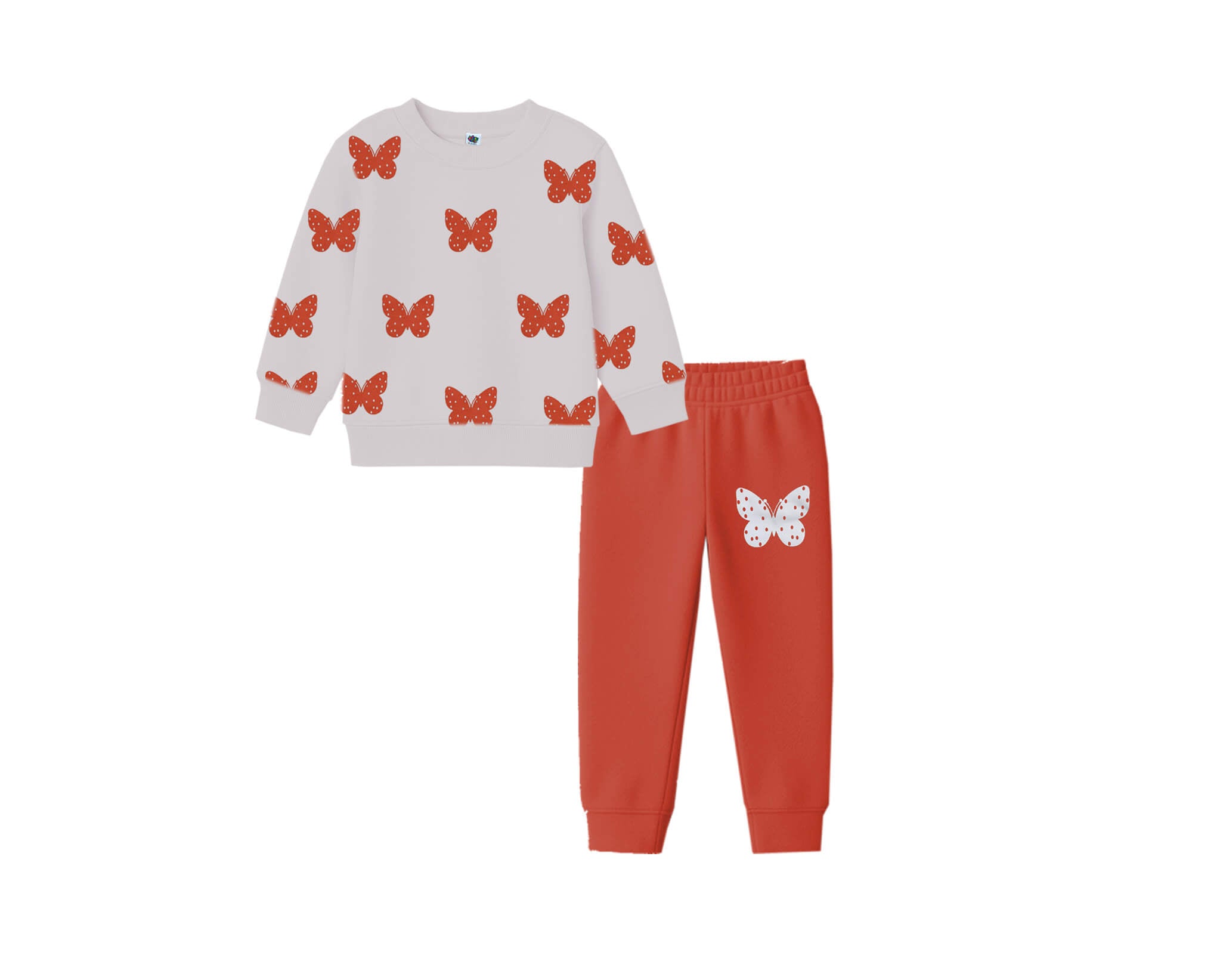 Butterflies Fleece Tracksuit - Skin &amp; Rust