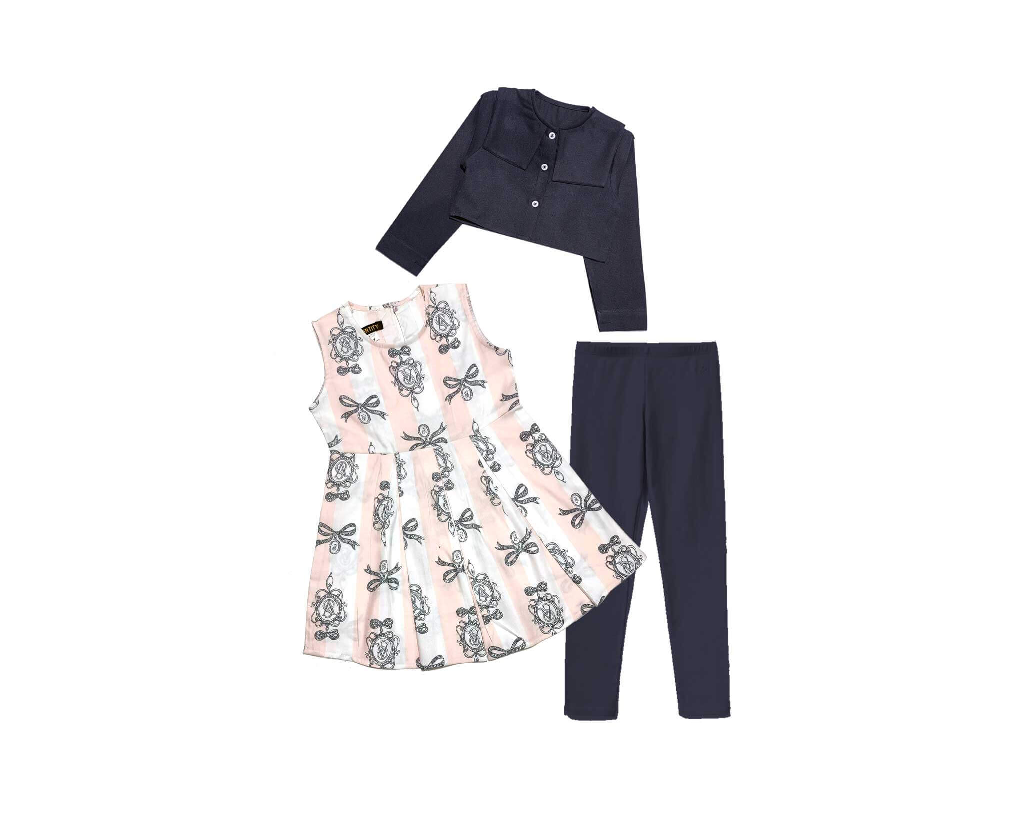 Butterfly Rose Bow 3 Pc Set - Dark Grey