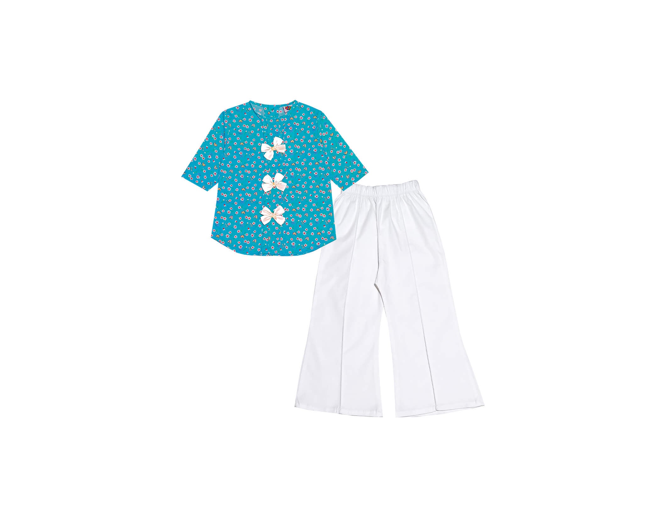 Butterfly World Pleatts Top With Flapper Trouser – Sea Green &amp; White