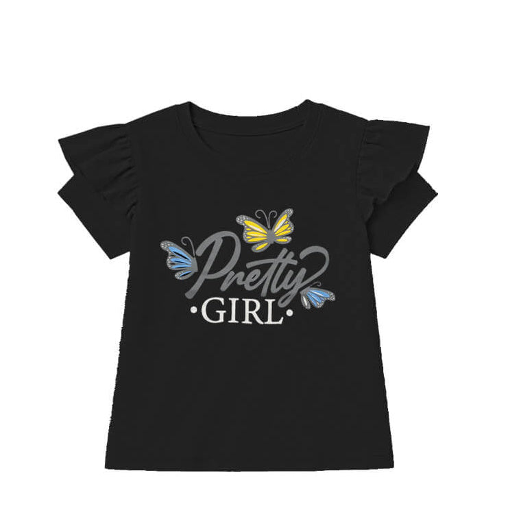 ButterflyFrillTShirtPrettyGirl-Black