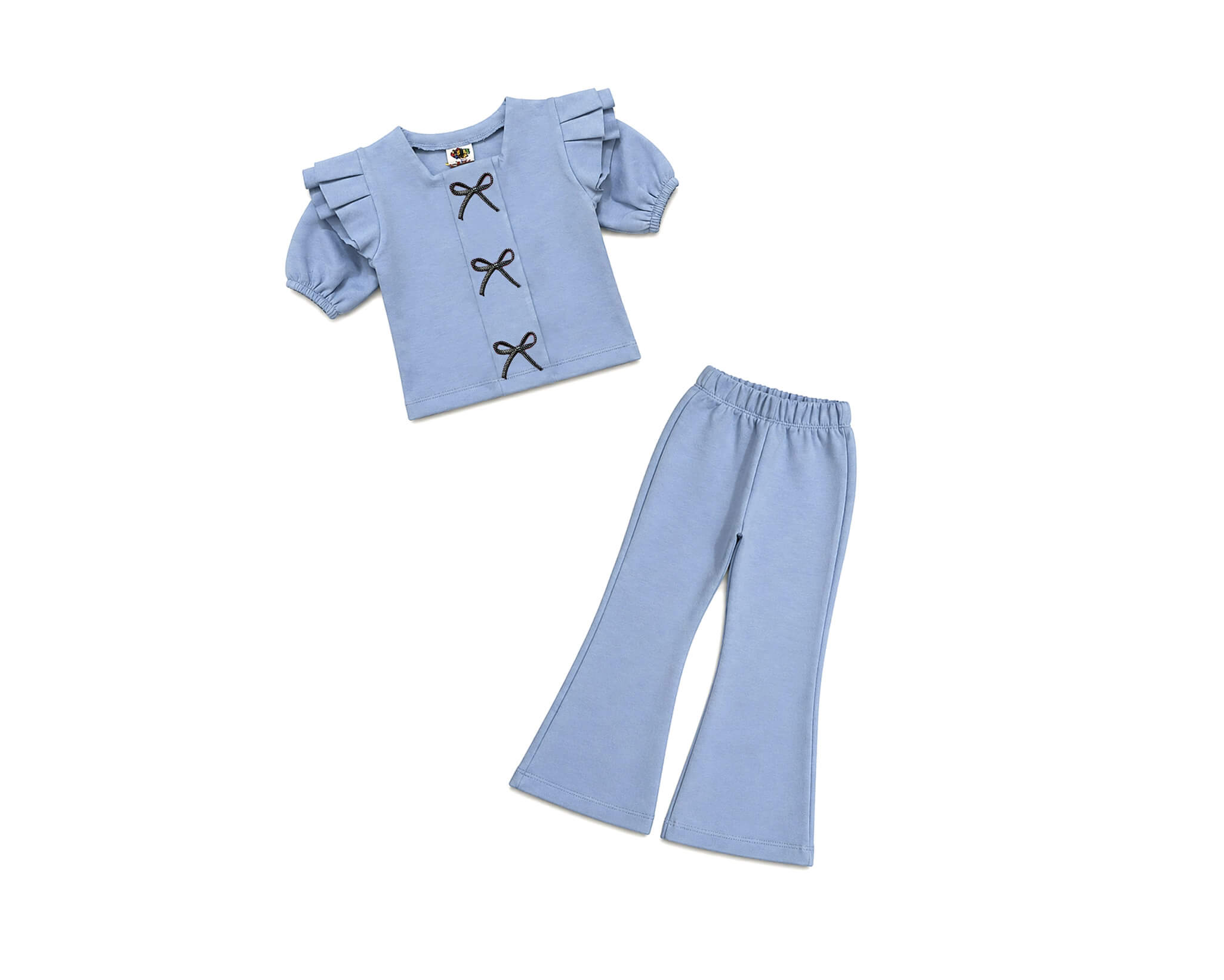 ButterflySleeveWithBlackBowShortShirt_FlapperTrouser-LightBlue