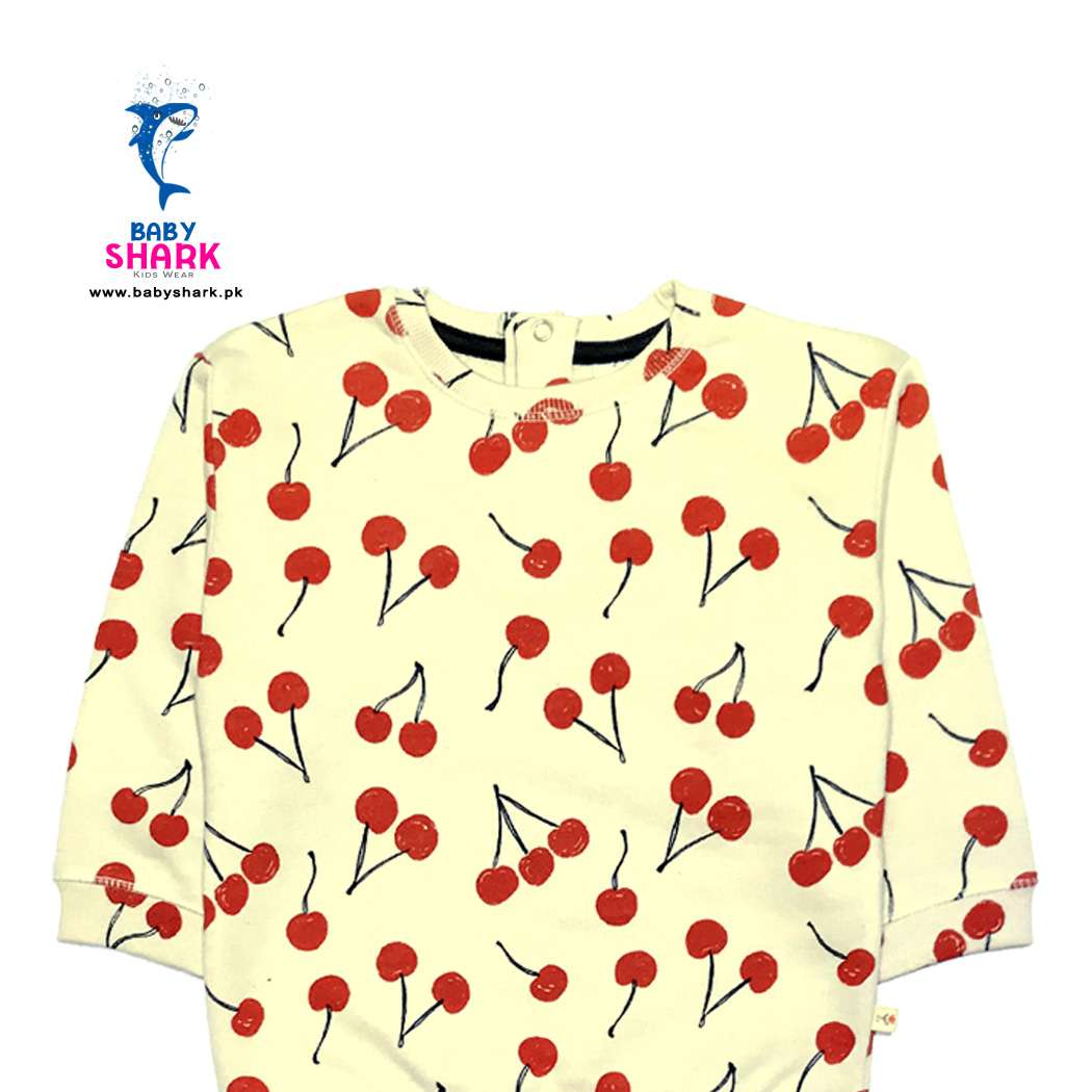 Cherry Print Terry Sweatshirt - Off White