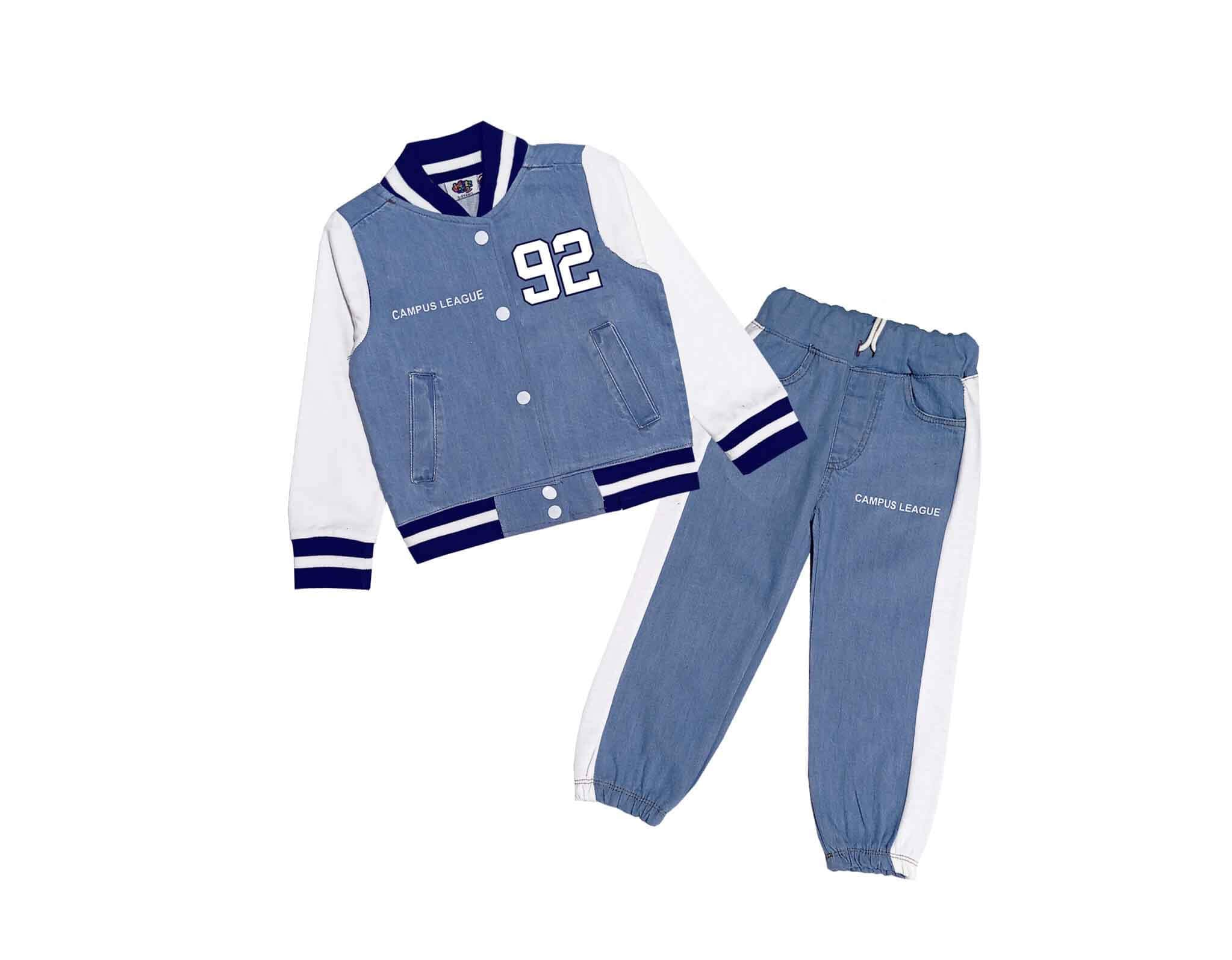 Campus League 92 Denim Base Ball Jacket &amp; Trouser - Light Blue