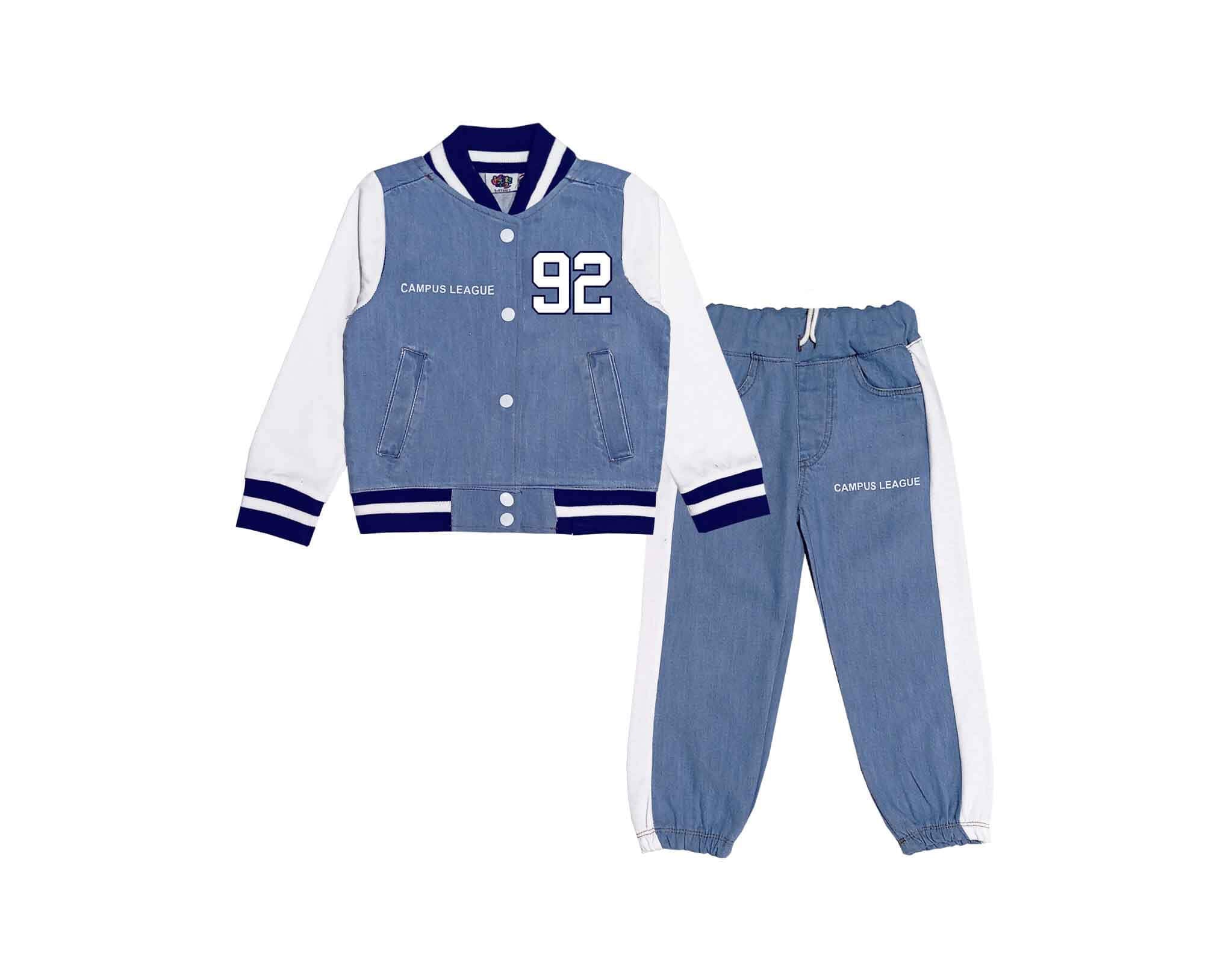 Campus League 92 Denim Base Ball Jacket &amp; Trouser - Light Blue