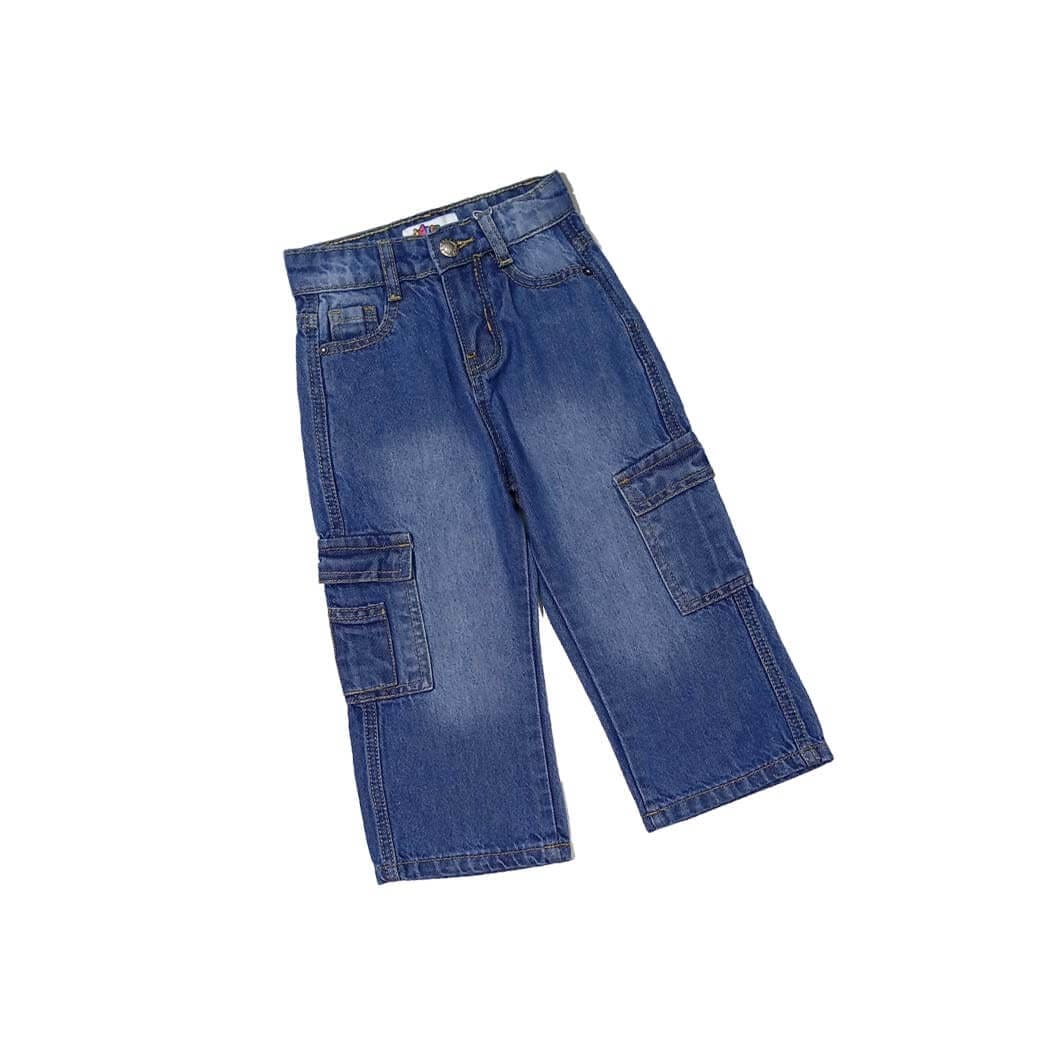 Cargo Pocket Baggy Style Denim Pant - Light Blue