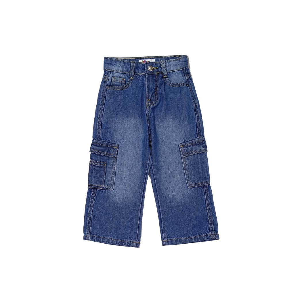 Cargo Pocket Baggy Style Denim Pant - Light Blue