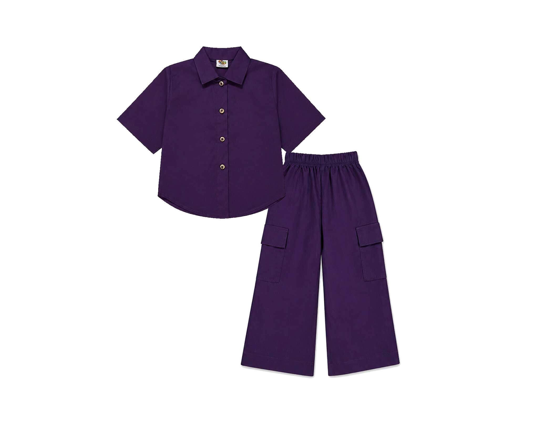 CasualLookBaggyStyleHalfSleeveShirt_WildLegTrouser-Purple