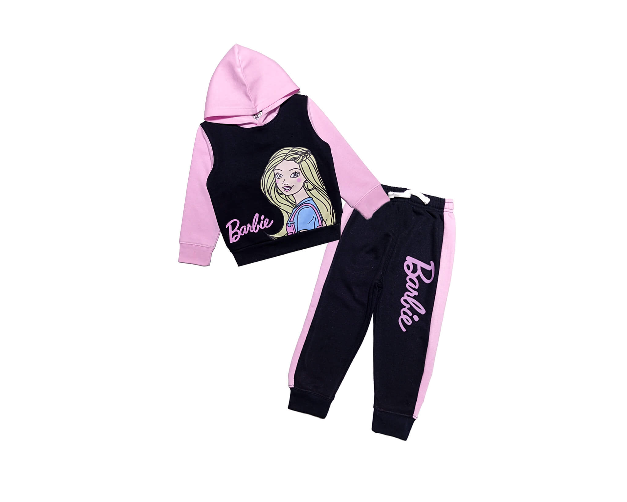 Charming Barbie Pennal Hoodie Tracksuit -Pink &amp; Black