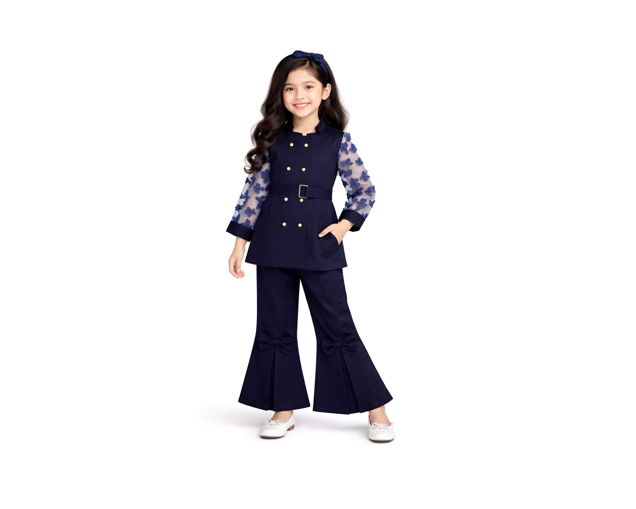 Charming smile in stylish outfit Twill Cotton - Navy Blue