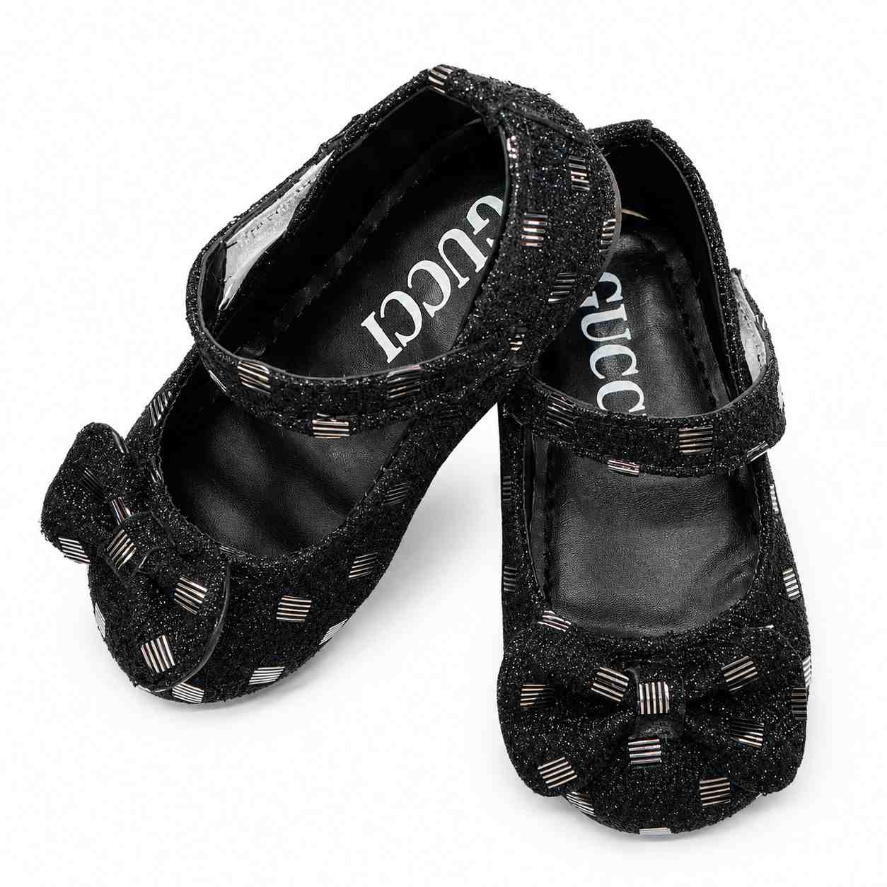 Cute Baby Girls Black Bow Shoes
