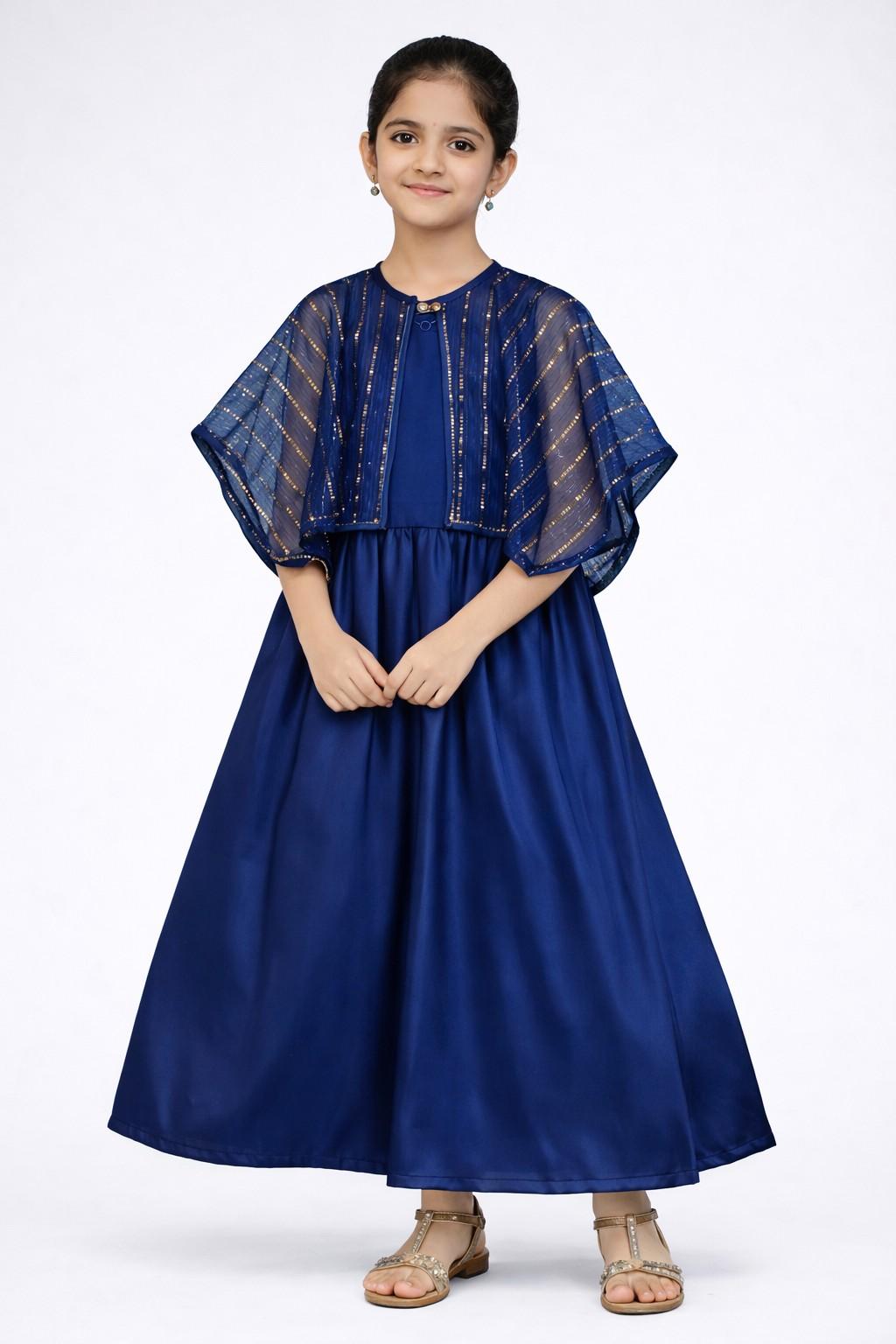 Fency Silk Maxi with Blue Light Kaftan – Blue