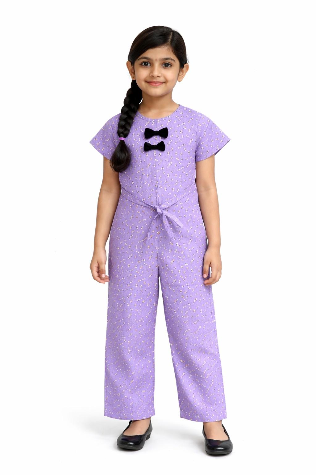 Honey Bee Short Sleeves Jumpsuit - Lilac