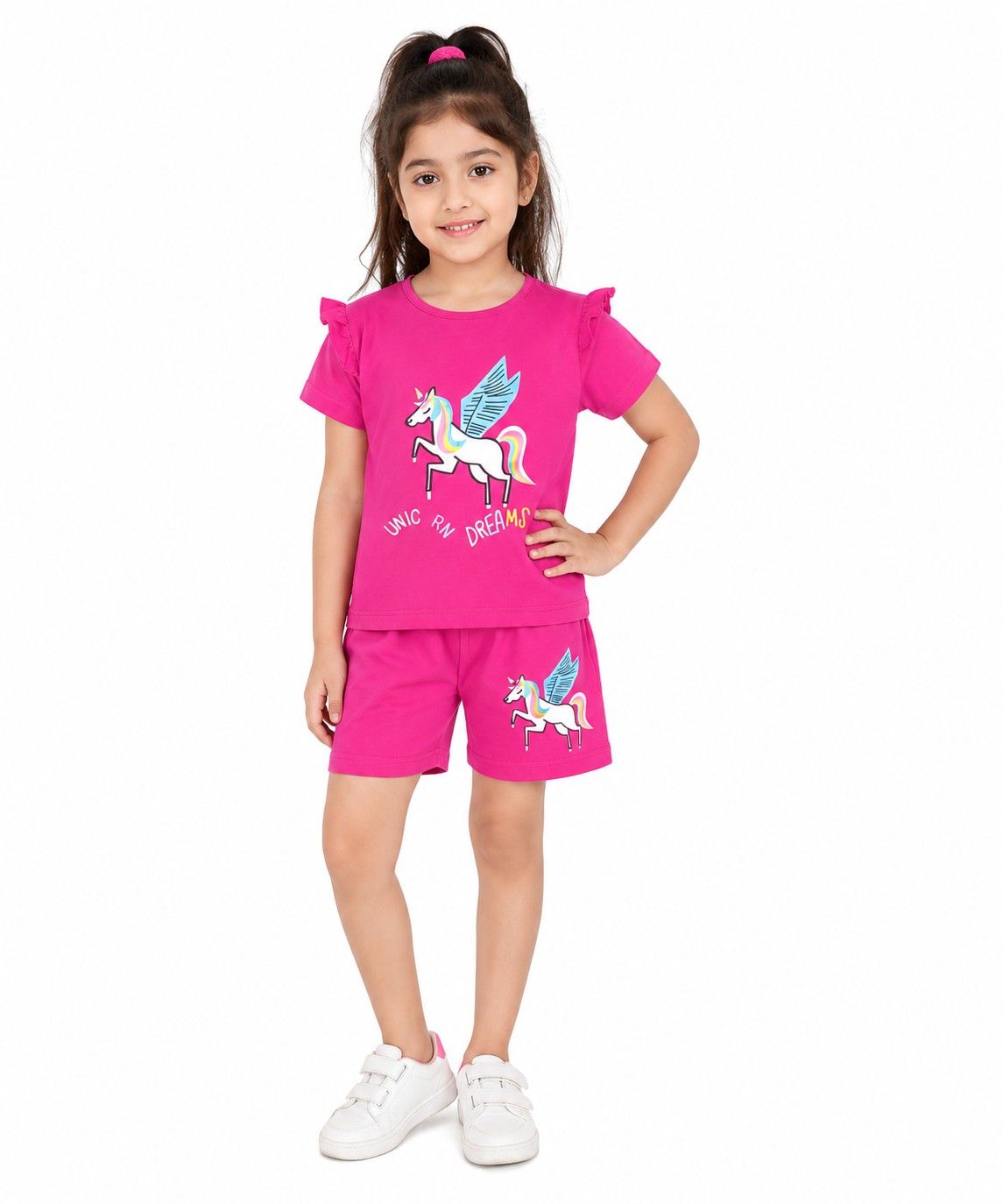 Unicorn Dream Tee & Shorts - Shocking Pink