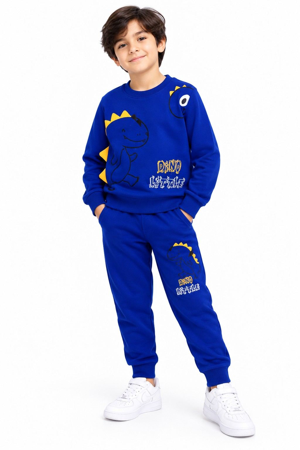 Little Dino Fleece Tracsuit -Royal Blue