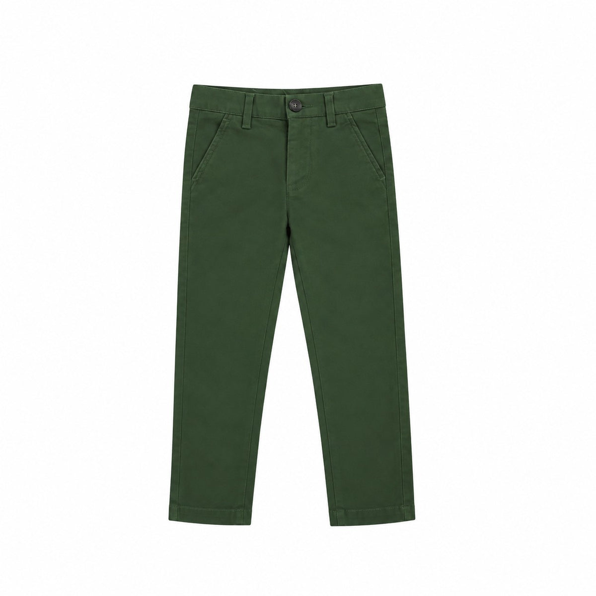 Basic Slim Fit Kids Twill Cotton Chino Pant-Olive Green