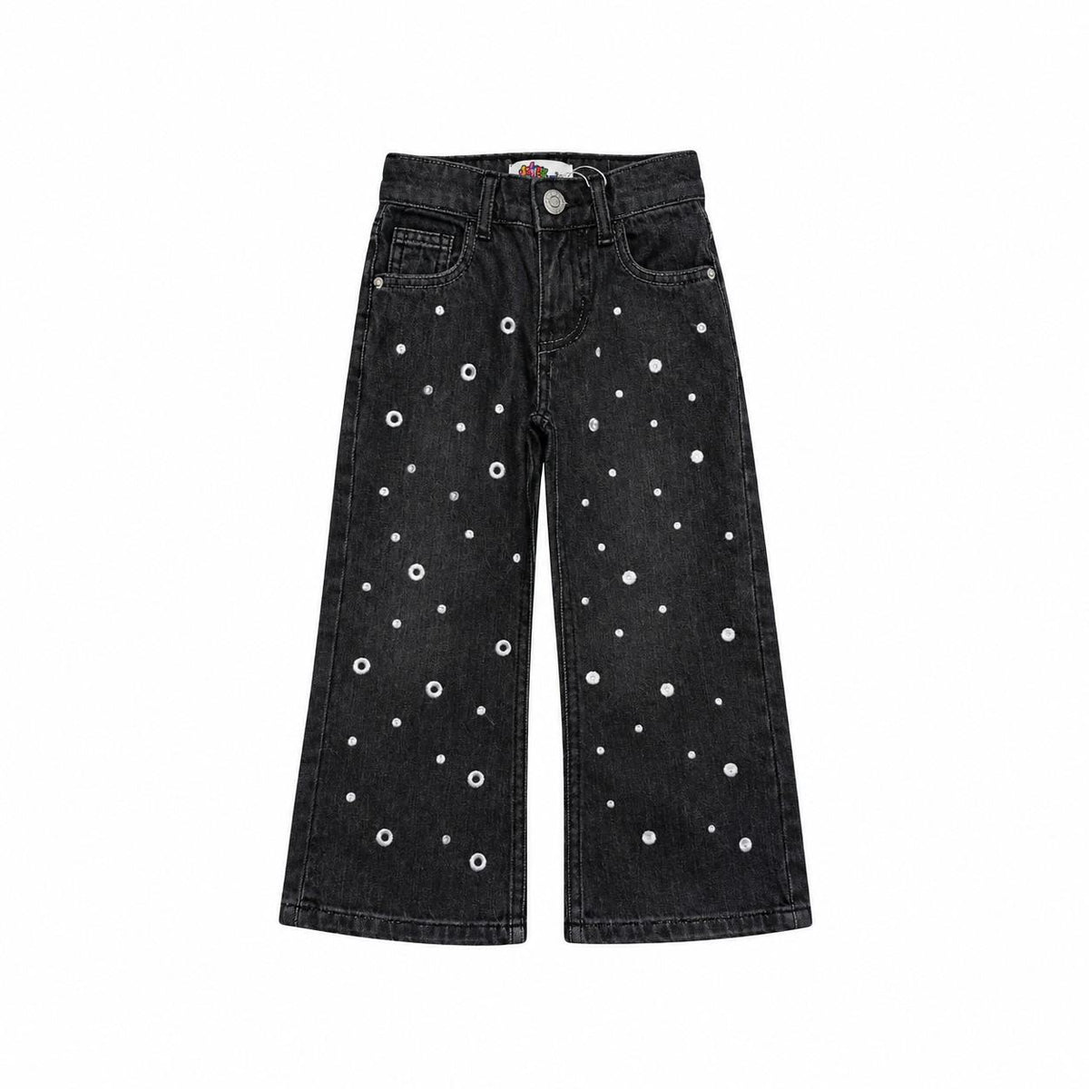 Air Bubbles Loose Fit Denim Pant - Charcoal