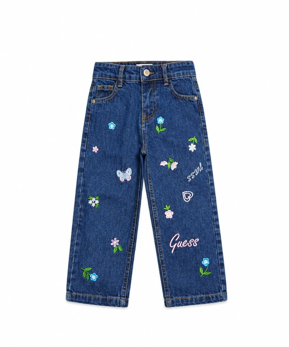 Flying Butterfly Loose Fit Denim Pant - Dark Blue