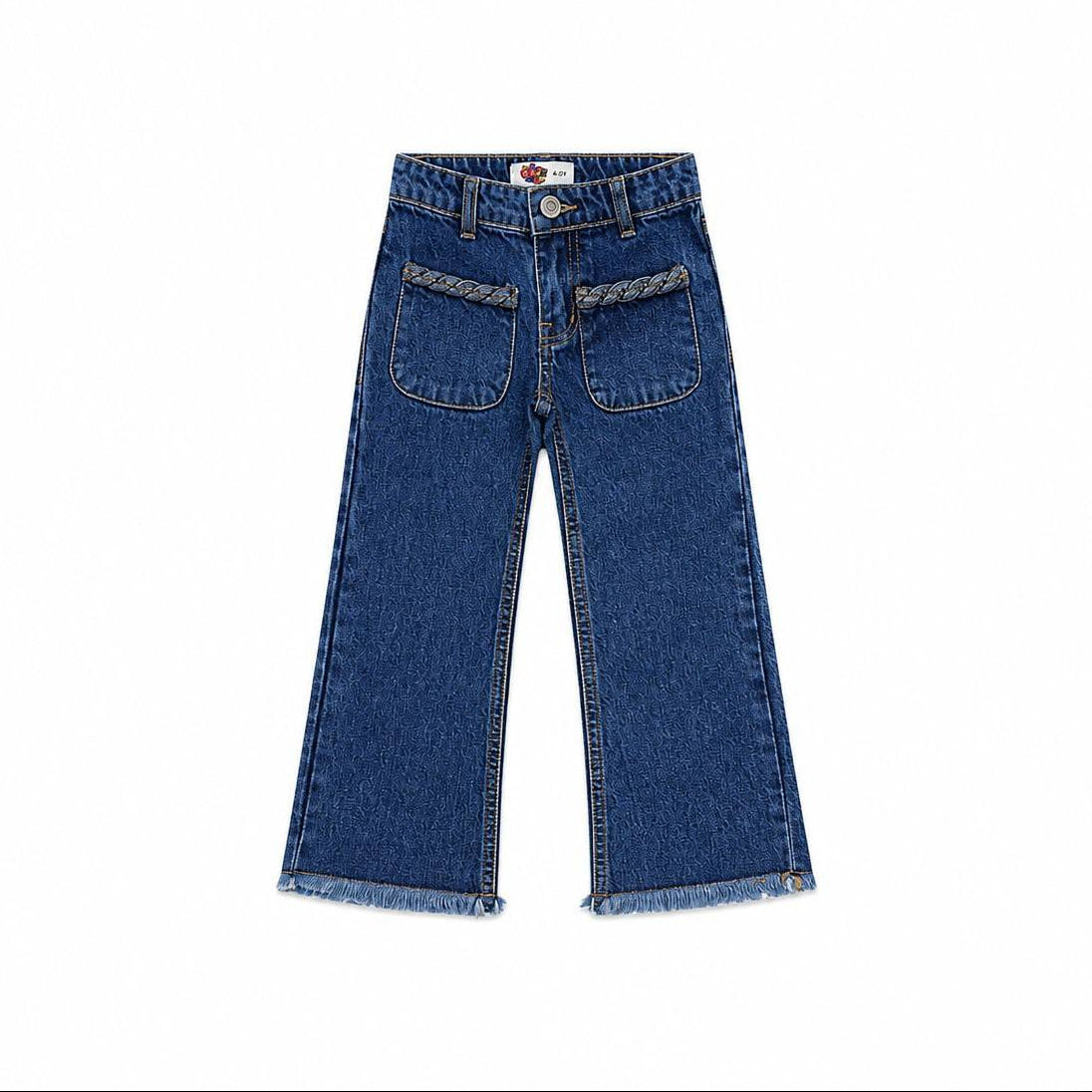 Signature Stitch Pockets Style Denim Pant - Navy Blue