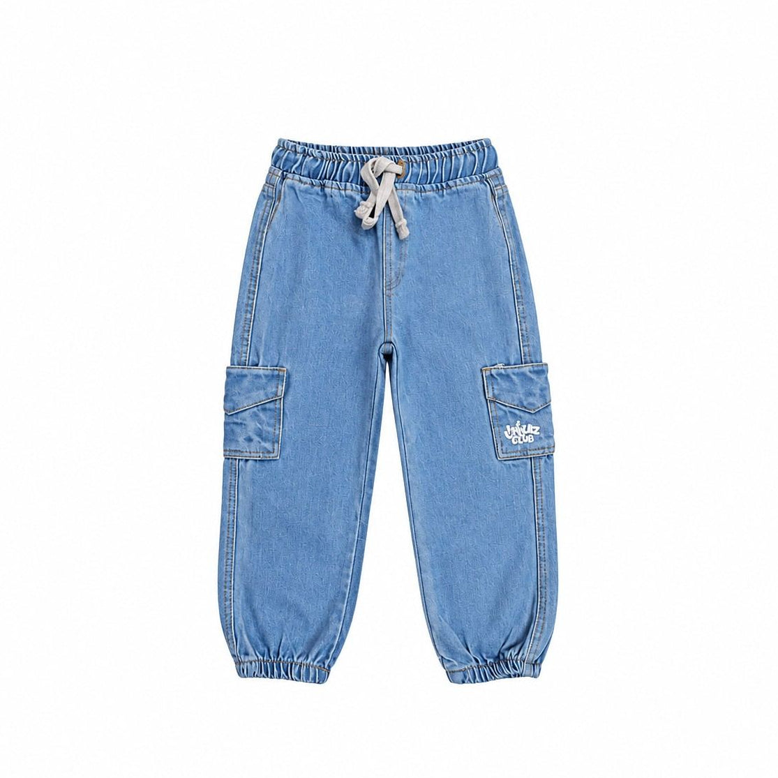 Littlez Club Print Pocket jogger Denim Pant – Light Blue